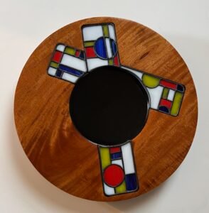 Mondrian stained glass mahogany platter Mark Zimmerman.jpeg